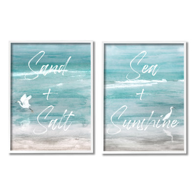 Coastal Beach Phrases Framed On Wood 2 Pieces Print -  Stupell Industries, a2-629_wfr_2pc_11x14