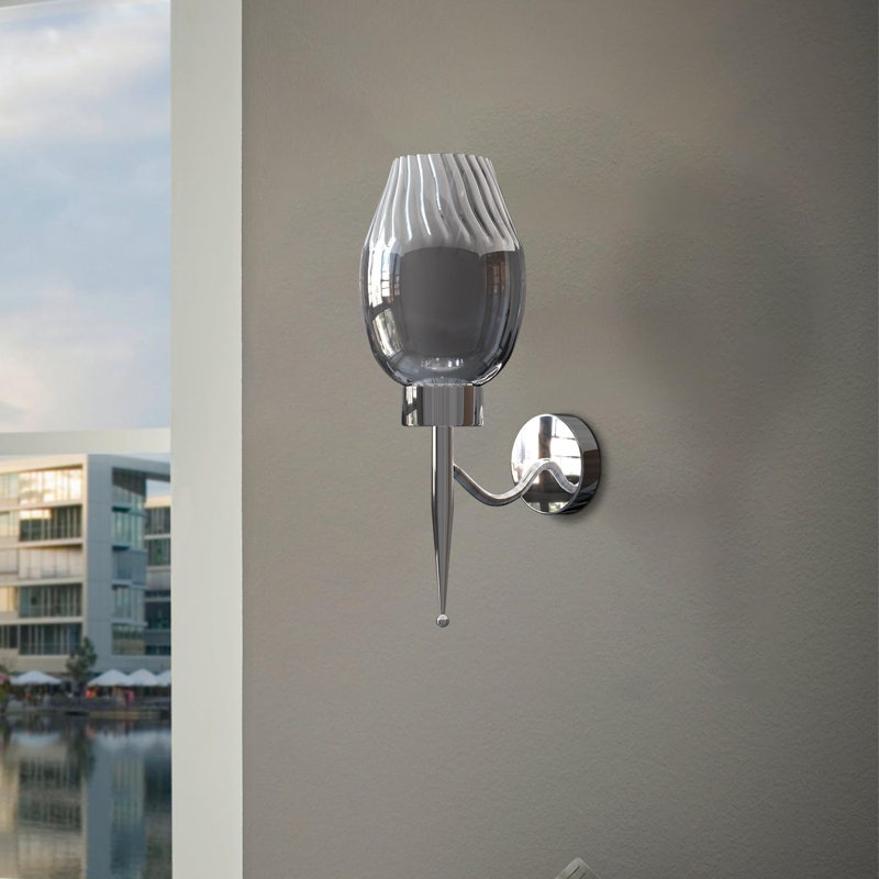 Aletris Glass LED Armed Sconce, Chrome, No