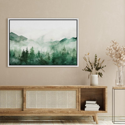 Woodland Forest Landscape " Verdant Peaks Misty Mountains And Evergreen "