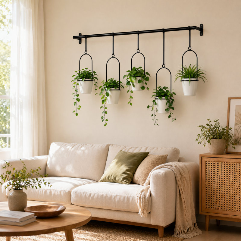 Ensemble de 5 cintres Macrame pour plante d'intérieur - jardinières suspendues bohémiennes, petite jardinière suspendue pour porte-plantes, cintres en corde de coton faits à la main pour décoration de fenêtre et balcon