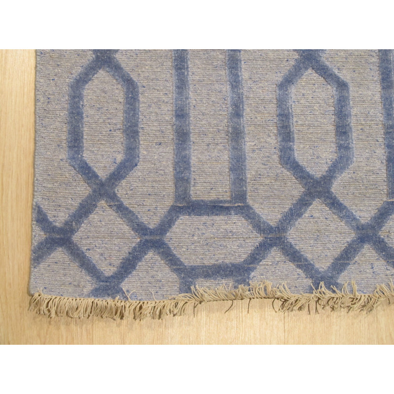 Tapis bleu en laine et viscose Barnes, Rectangle 6 pi x 9 pi