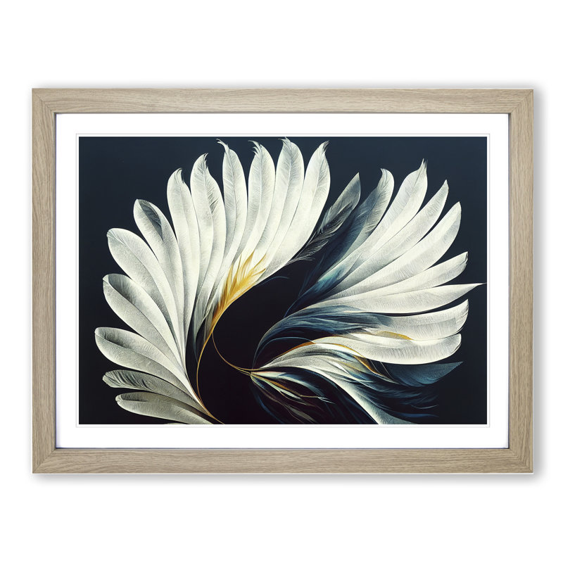 Attracting Bird Feathers - Framed Print, Oak, 46cm H x 64cm W x 2cm D