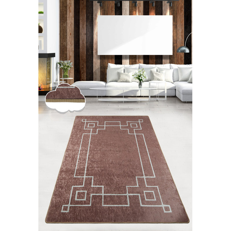 Premium Brown Area Rug (31.5 x 47.2 inches), 100% Polyester, 0.2 in Pile Height | Antibacterial, Non-Slip Underside, Machine Washable | Perfect for Living Room, Bedroom & Home Décor, Soft & Durable