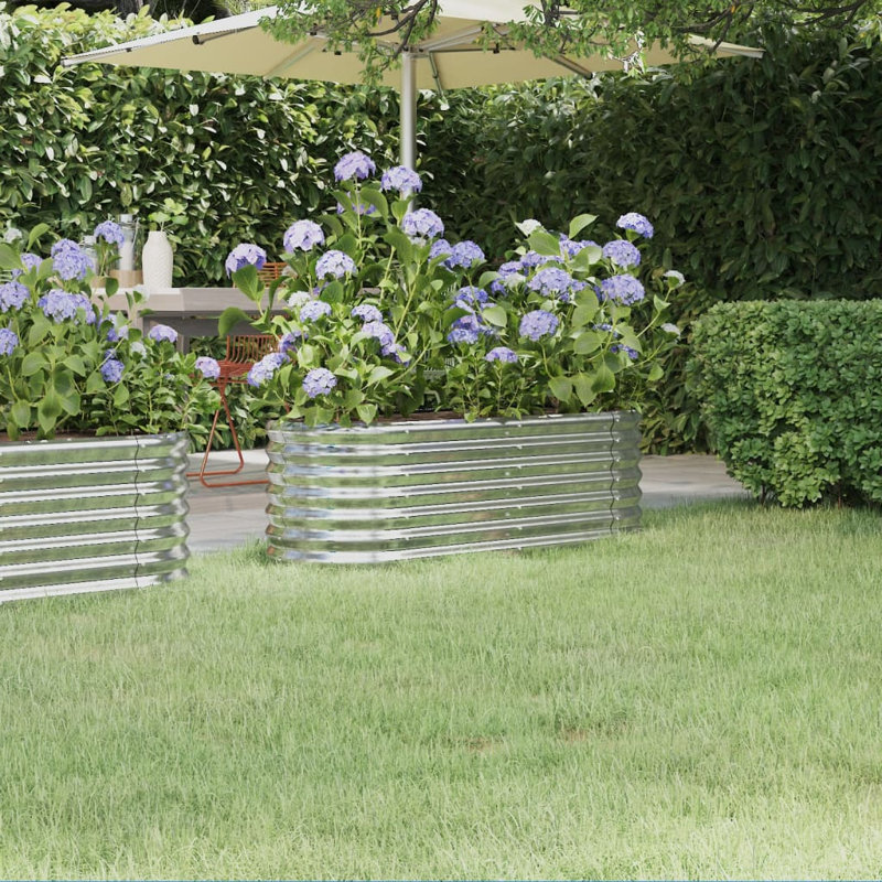 Garden Raised Bed Powder-coated Steel, 36 cm x 600cm x 140cm, Silver