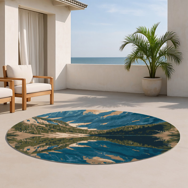 Tapis intérieur et extérieur gris Nature, Rond 5 pi