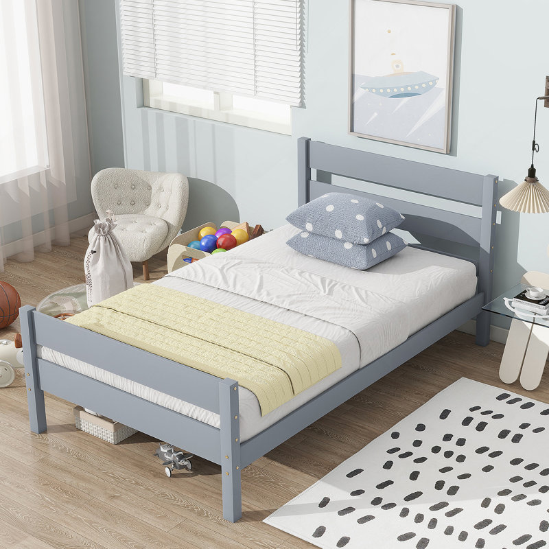 Lit simple fonctionnel avec tête et pied de lit, fabriqué en bois de qualité supérieure, idéal pour économiser de l'espace et un sommeil confortable