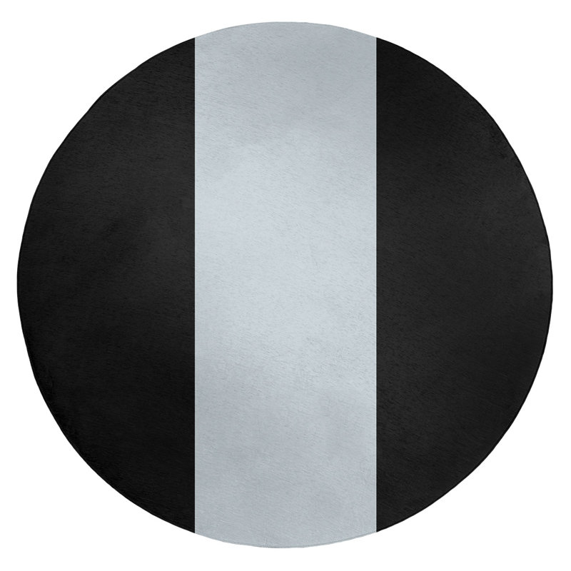 Tapis noir/argent tissé à plat Chicago, Rond 5 pi