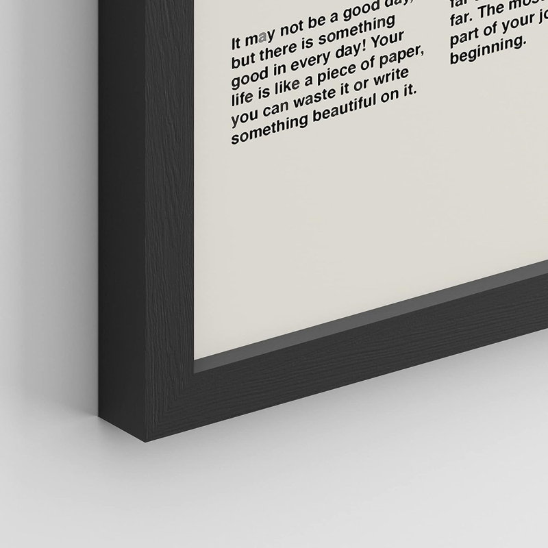 «Minimalist Saying Inspirational», reproduction encadrée de 4 pièces, Cadre noir, H 10 po x l 8 po x P 1 po