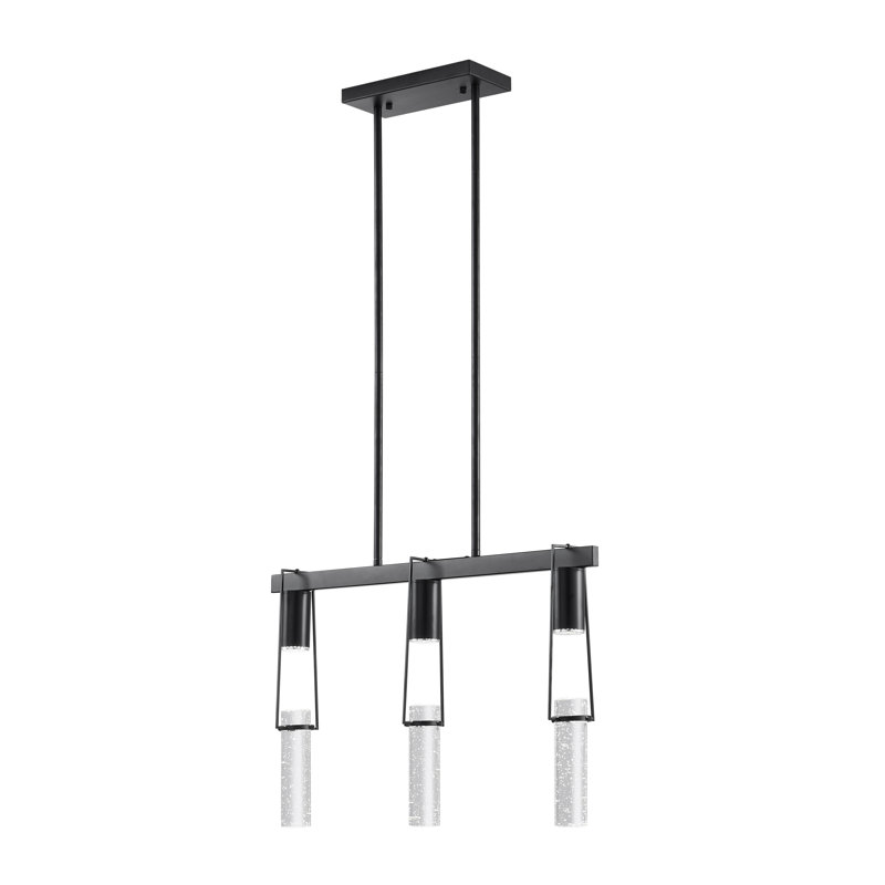 Lustre linéaire moderne à 3 lumières Adelaido, Noir mat