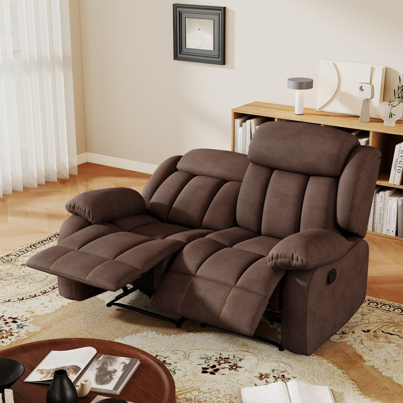 Causeuse inclinable manuelle de 60,6 po de largeur - Causeuse inclinable en microfibre