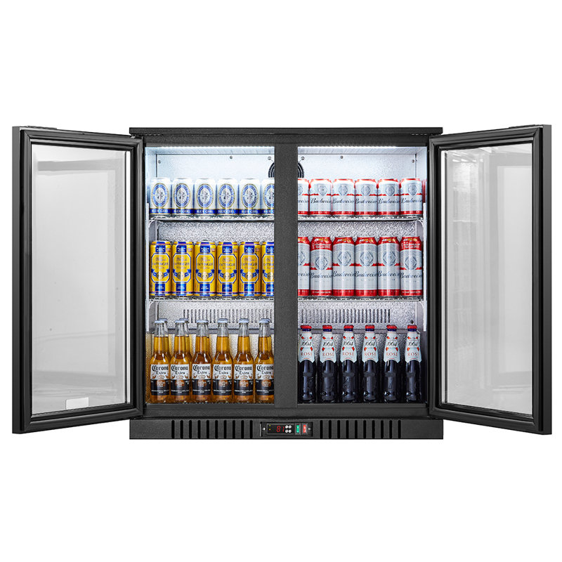  216-Can Beverage Refrigerator, Large Capacity Drink Fridge for Home Bar, Freestanding Beverage Cooler with Adjustable Shelves, LED Lighting,Black