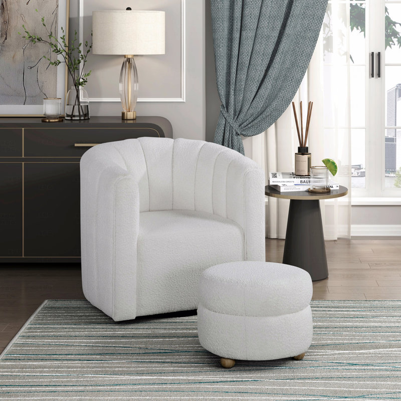 Fauteuil pivotant avec repose-pieds Noa, Blanc