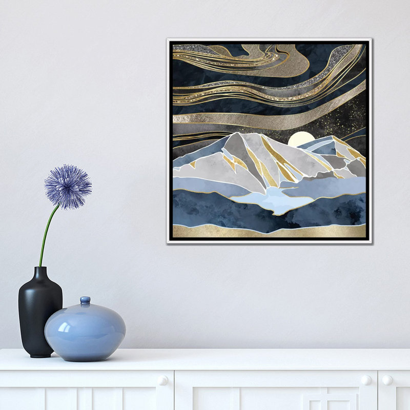 Ciel métallique - impression d'art graphique, H 18 po x l 18 po x 1,5 po, Toile blanche encadrée, Aucun mat