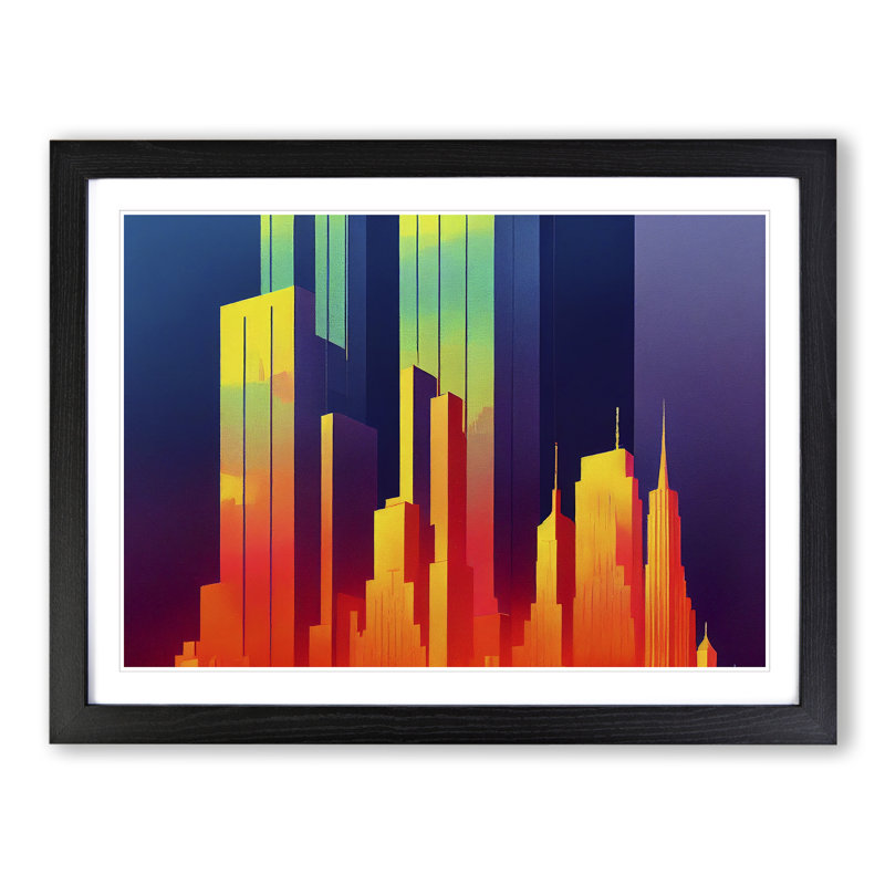 Spellbinding Skyscraper Skyline Abstract - Framed Print, Black Framed, 34cm H x 46cm W x 2cm D