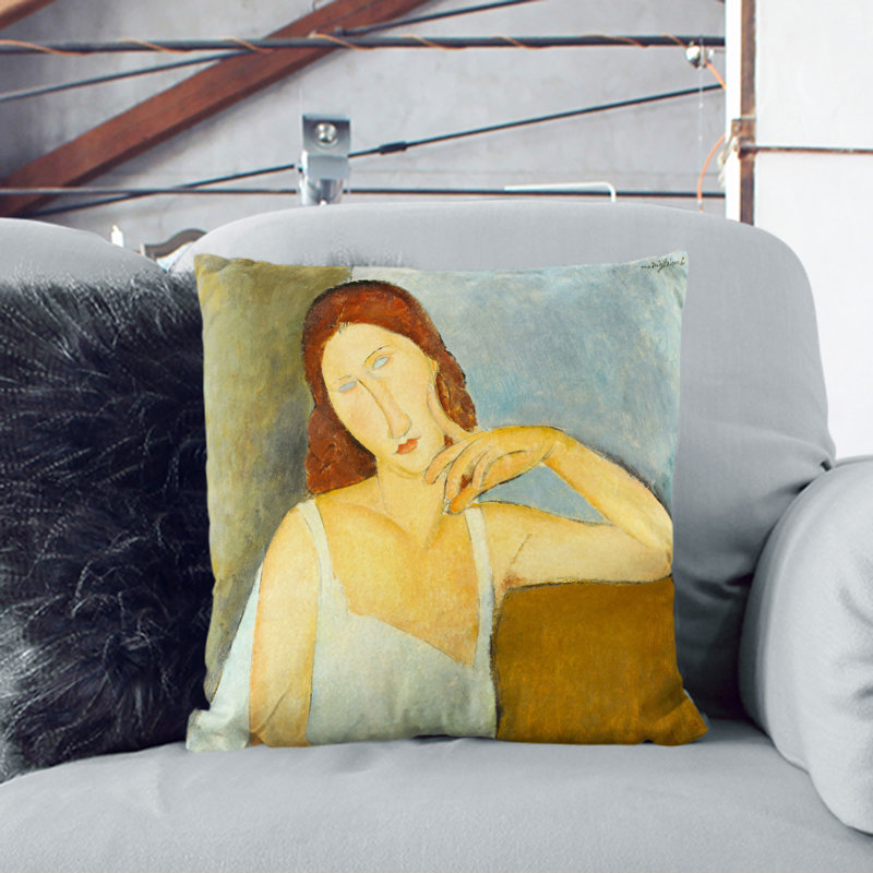 Jeanne Hebuterne Vol.1 Square Throw Cushion, 55cm H x 55cm W x 20cm D, Black