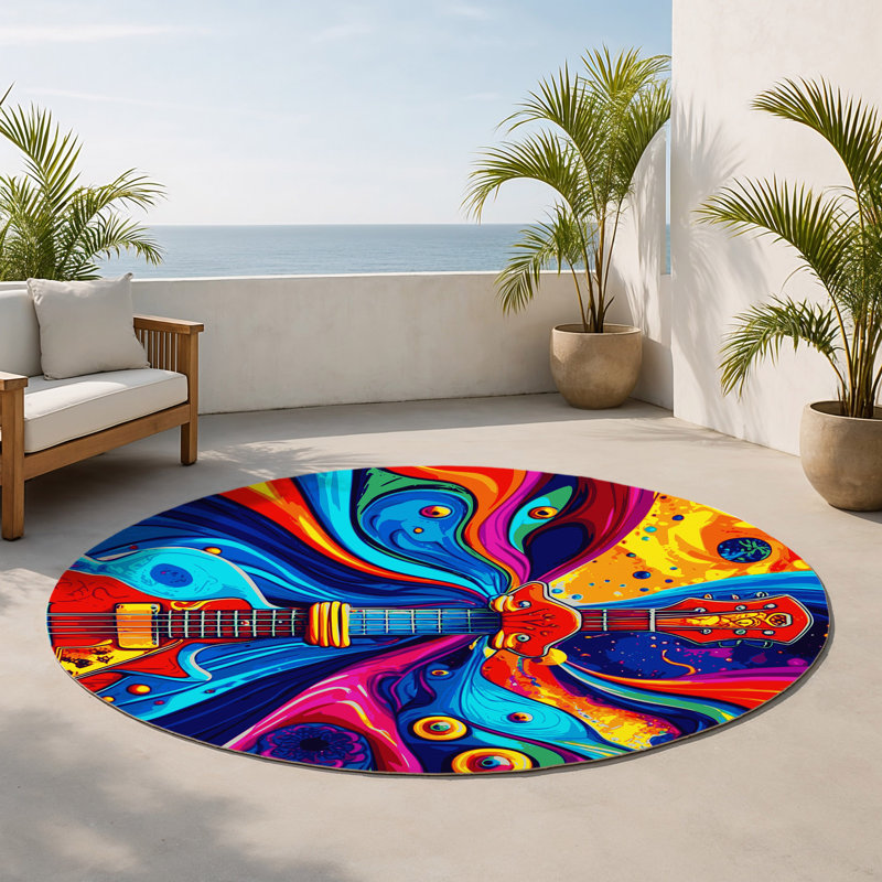 Tapis intérieur et extérieur Shimmer Flux, Rond 5 pi