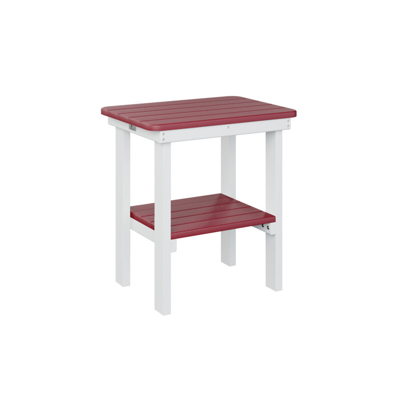  Table de salle à manger rectangulaire régulière avec plateau rouge et base blanche, Rouge écarlate