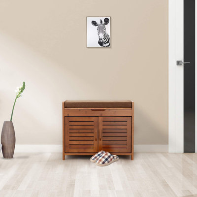 6 Pair Shoe Storage Bench Detachable Cushion Cabinet