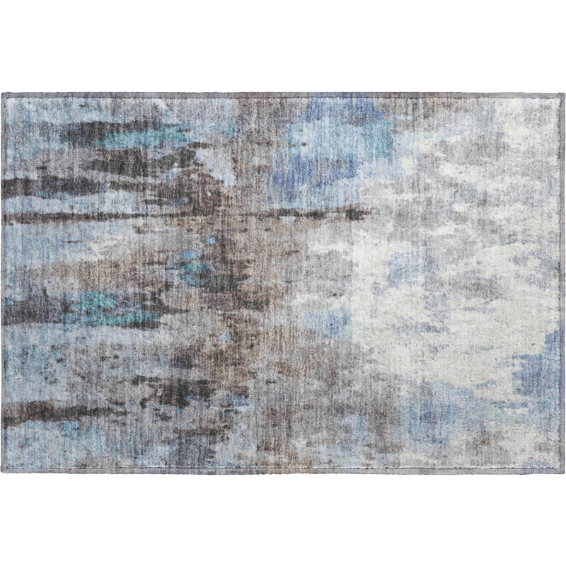 Premium Machine Washable Mayfield Abstract Rug, 1'8" x 2'6", Blue