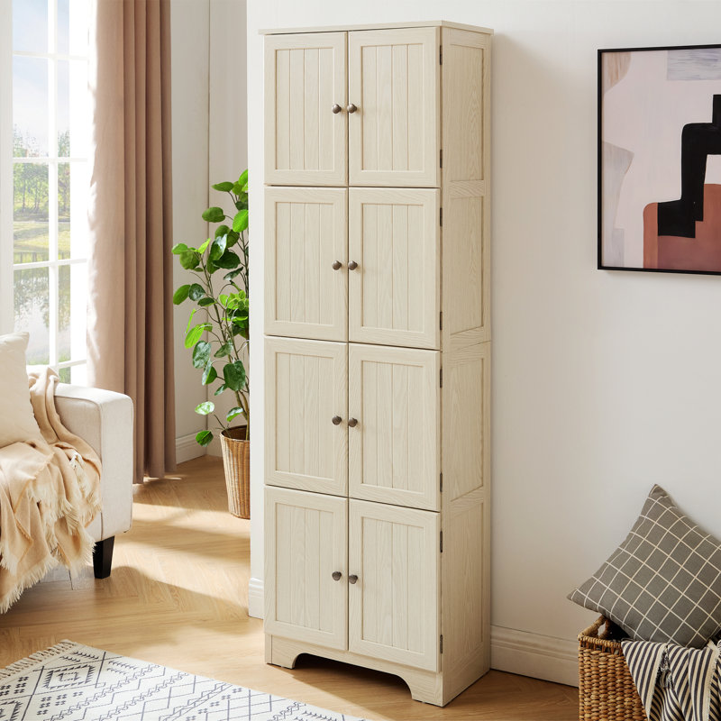 Storage Cabinet with Shelves, Freestanding Sideboard for Kitchen, White