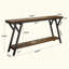 Console industrielle à 2 niveaux, canapé d'entrée étroit avec plateau en grain de bois et structure en métal, table d'appoint polyvalente pour le couloir avec repose-pieds réglables