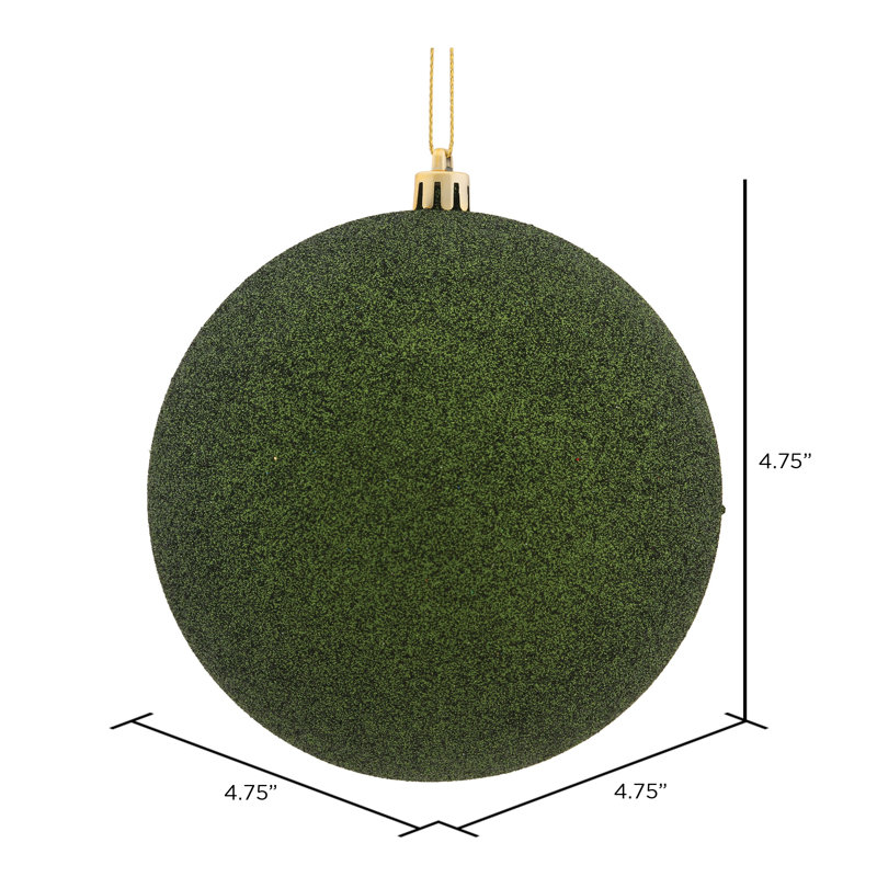 Décoration de boule décorative des Fêtes, H 4,75 po x l 4,75 po x P 4,75 po, Vert mousse scintillant