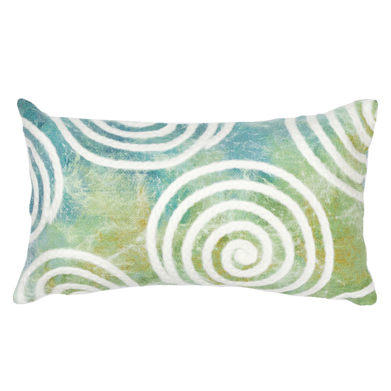 Visions IV Lumbar Rectangular Indoor / Outdoor Pillow, Curl Aqua