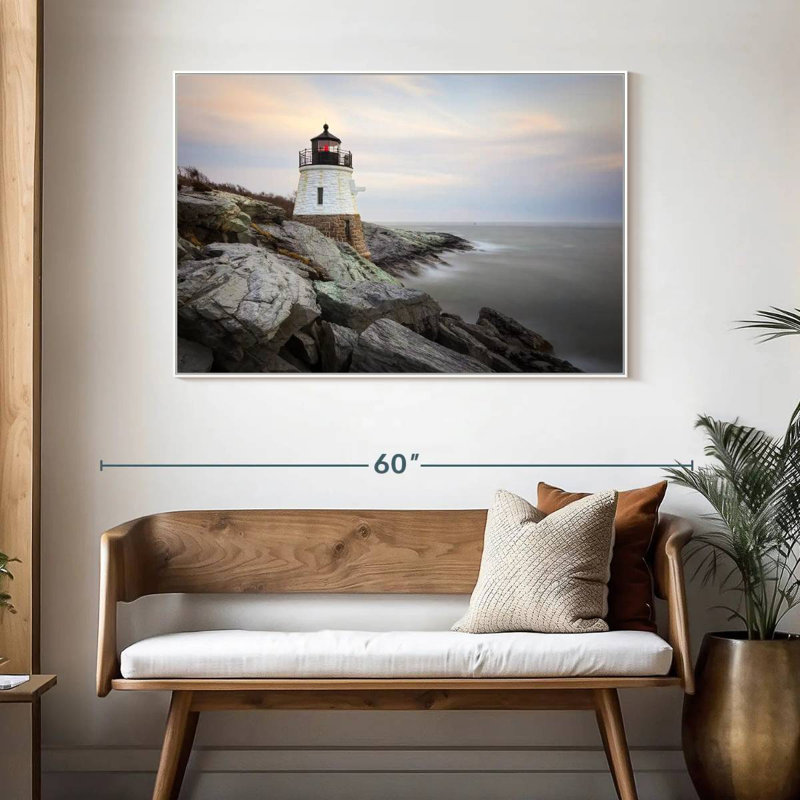 Phare de Coastal Castle Hill, Cadre flottant blanc, 46 po x 31 po