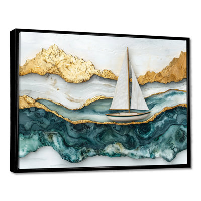 Anacoglu voilier doré sur l'océan émeraude IV - bateau, art mural