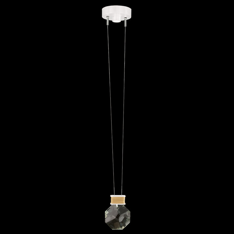 Luminaire suspendu rond l 6 po Aria, Blanc / doré