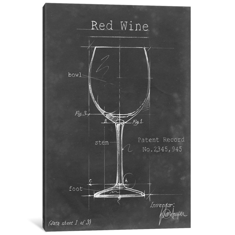«Barware Blueprint III», impression sur toile, H 18 po x l 12 po, Toile tendue, Sans cadre