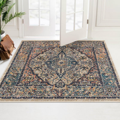 Gause Oriental Blue/Rustic Red/Beige Area Rug