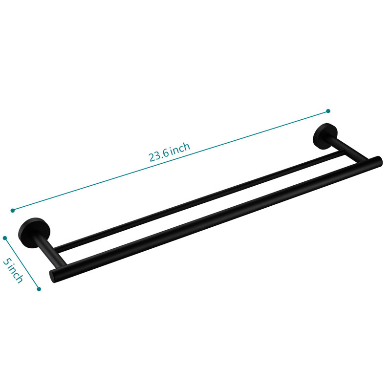 Barre à serviettes élégante en acier inoxydable noir mat - fixée au mur pour l'organisation de la salle de bain, Noir mat