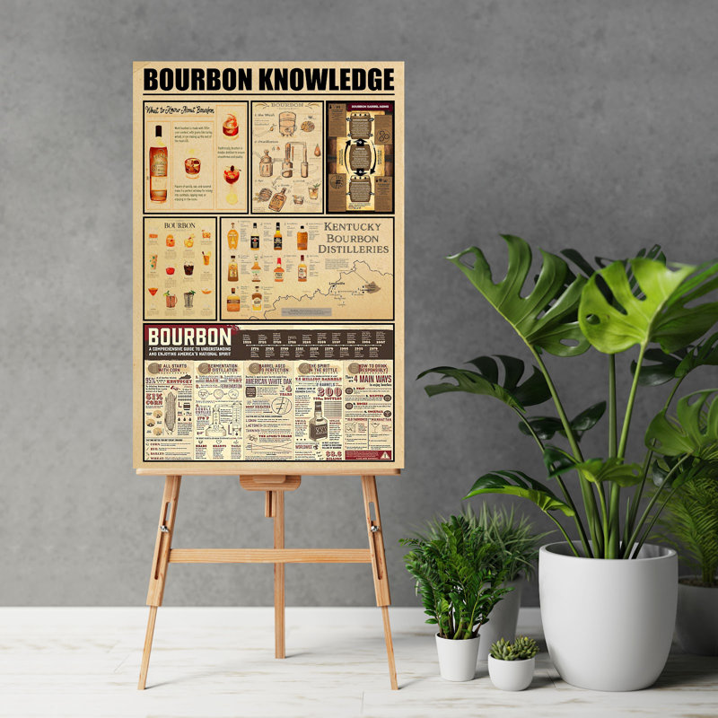 Bourbon, savoir sur toile tendue - vin et champagne, décor noir et brun, H 48 po x l 32 po x P 1,25 po