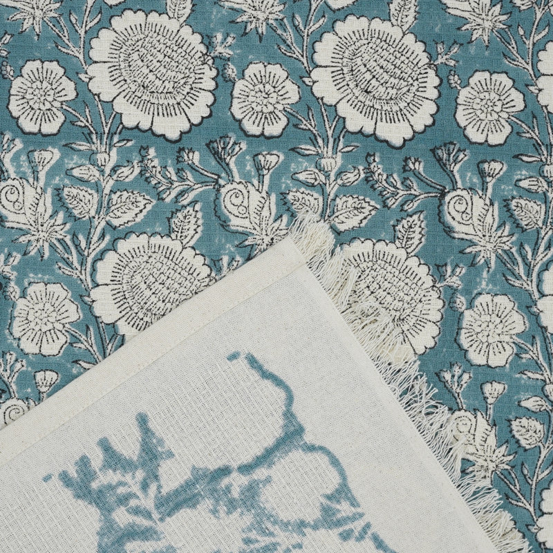 Floral Hand Block Print Waffle Hand Towels - Elevate Your Bathroom with Unique, Artisan Towels 17X32 (Sun Flower), Blue