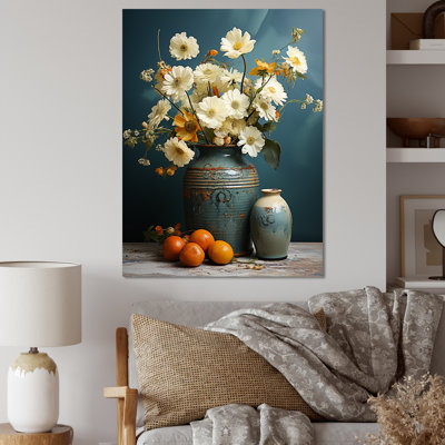 Art floral mural blanc rétro poterie Reverie - Boho Pottery