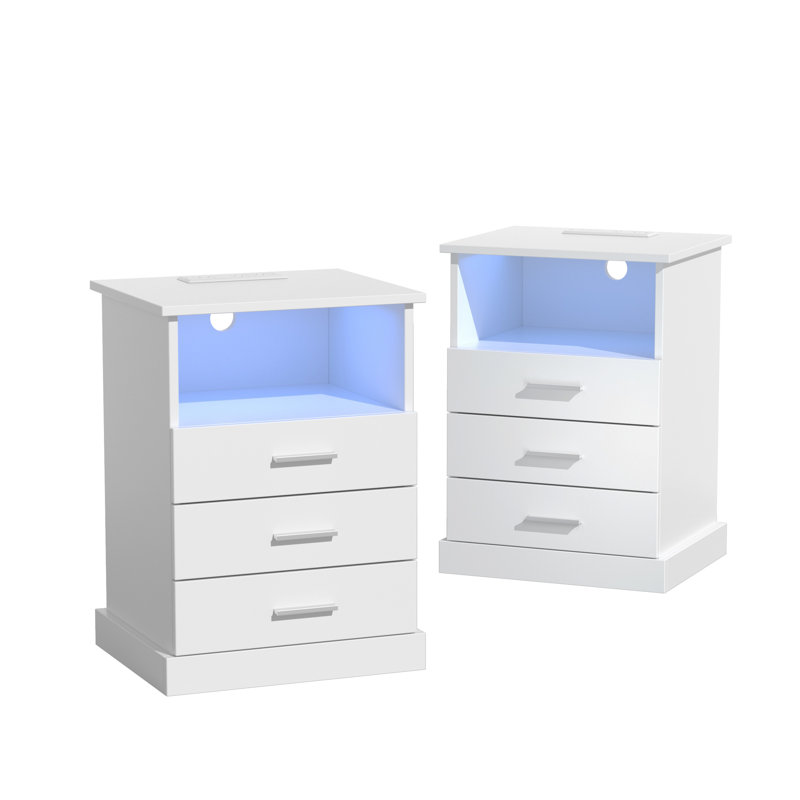 Tahliya 16.9'' W Nightstand, White, Set of 2