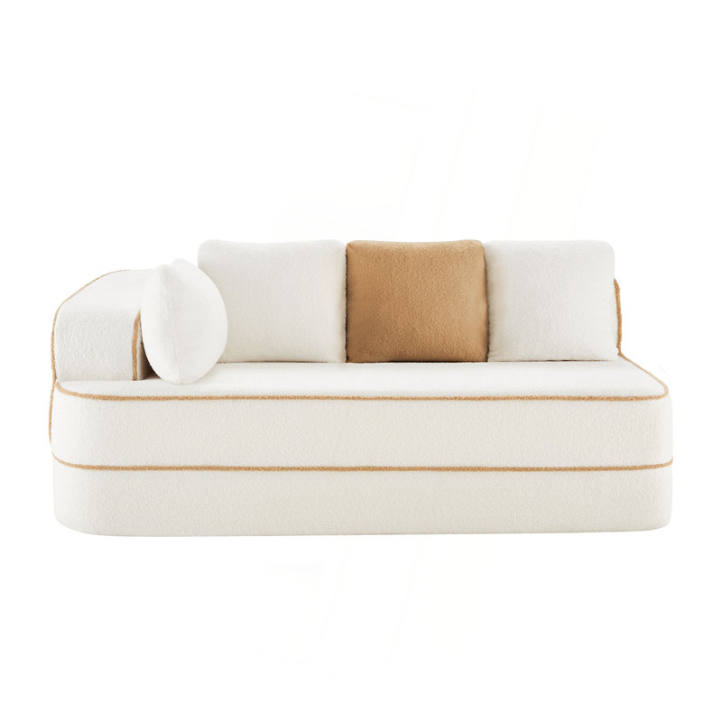 Canapé méridienne avec coussins en tissu, Orienté à gauche (vu de face), Blanc