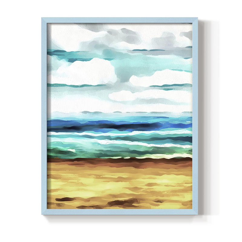 «Summer Love II», reproduction encadrée - bois massif, Bleu, H 10 po x l 8 po