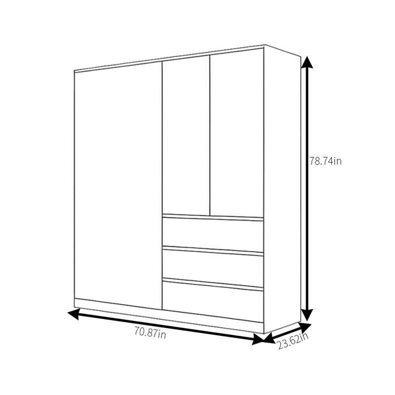 Petite garde-robe moderne et simple, H 78,74 po x l 70,87 po x P 23,62 po