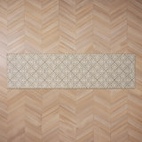 Austell Machine Woven Synthetic Geometric Area Rug in Green/White