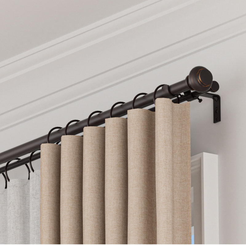 125.5" Adjustable Metal Double Curtain Rods Oil Rubbed Bronze, 72" – 125.5"