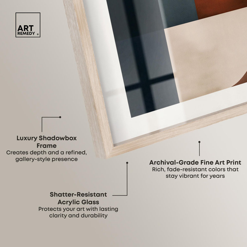 Intersecting Arcs III Shadowbox Print Midcentury Art par Art Remedy, H 25 po x l 21 po, Cream