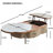 Lift Top Coffee Table with 360° Rotation & Hidden Storage - Modern Leather and Stone Top Center Table for Living Room