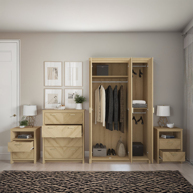 4 Piece Compact Bedroom Storage Set, Oslo Oak