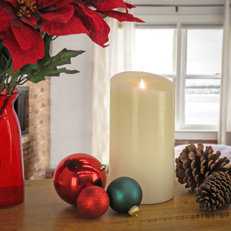 Unscented Flameless Candle, Ivory, 9" H x 5" W x 5" D