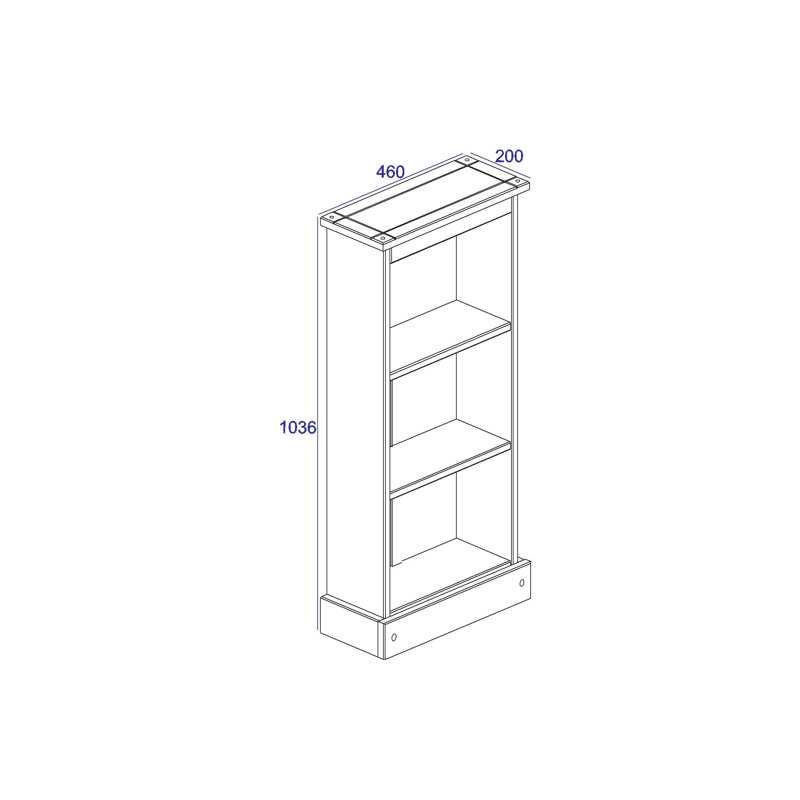 Keedysville Low Narrow Bookcase, White and Antique Wax Finish