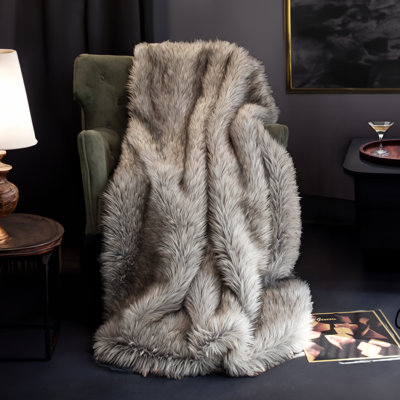 Thomas Collection® Misty Mountain Wolf Luxury Faux Fur Oversized Blanket Assorted Sizes