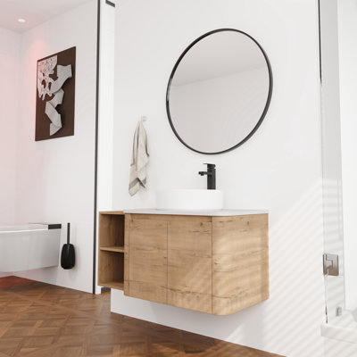 Meuble-lavabo flottant simple 42 po avec comptoir en quartz 42 po