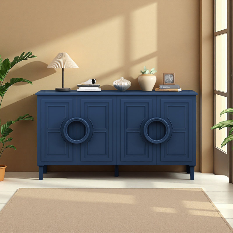 Buffet à quatre portes d'inspiration française, convenant aux salons, Bleu